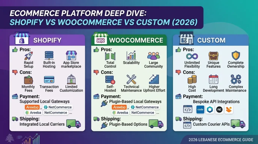 Ecommerce Platform Comparison for Lebanese Sellers