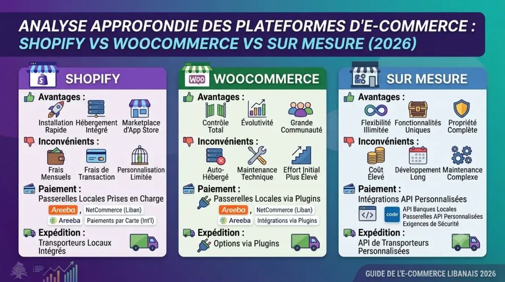 Comparatif Plateformes Ecommerce pour Vendeurs Libanais