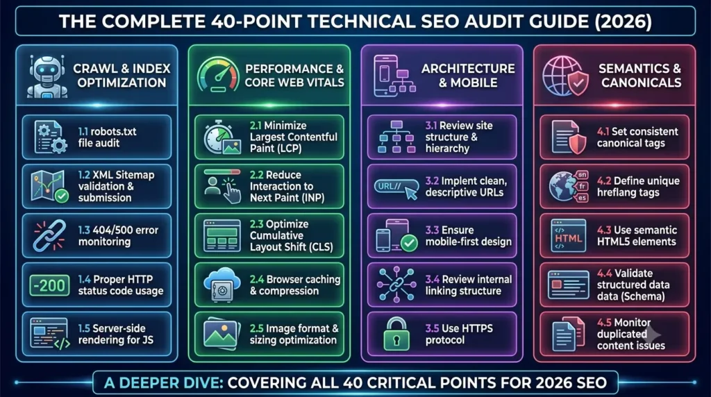 Technical SEO Audit Checklist: 40 Points for 2026