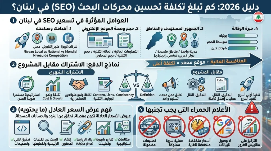 كم تكلفة السيو في لبنان؟ دليل أسعار 2026