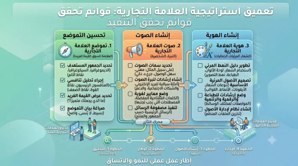 إطار عمل استراتيجية العلامة التجارية: التموضع والصوت والهوية