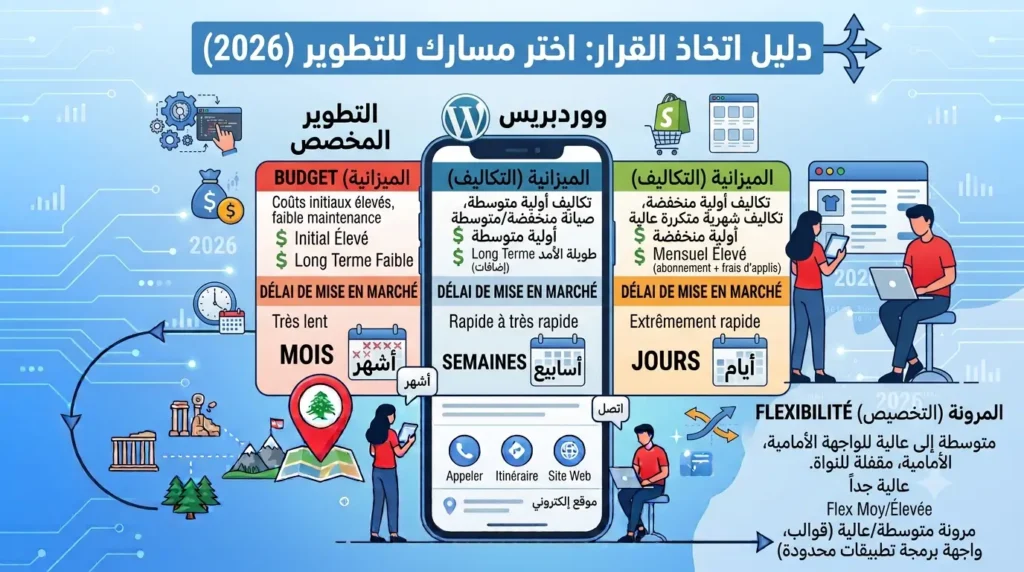 التطوير المخصص مقابل ووردبريس مقابل شوبيفاي