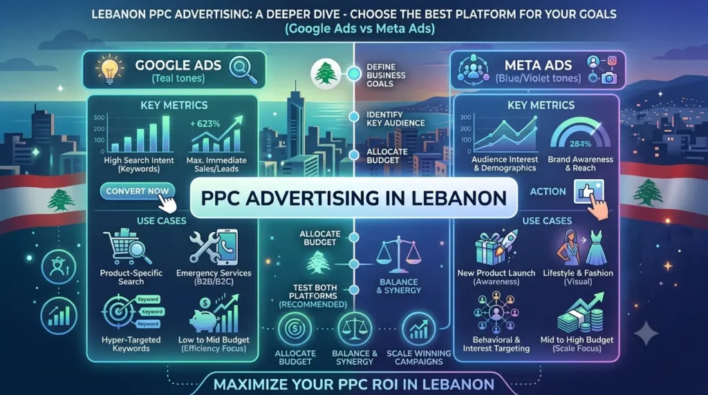PPC Advertising in Lebanon: Google Ads vs Meta Ads