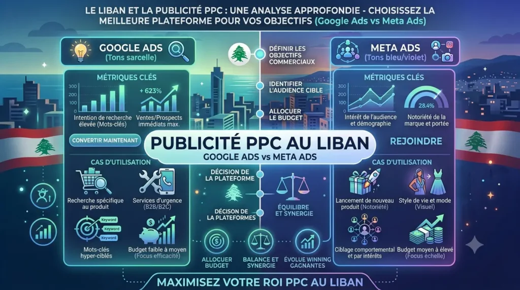 Publicité PPC au Liban : Google Ads vs Meta Ads