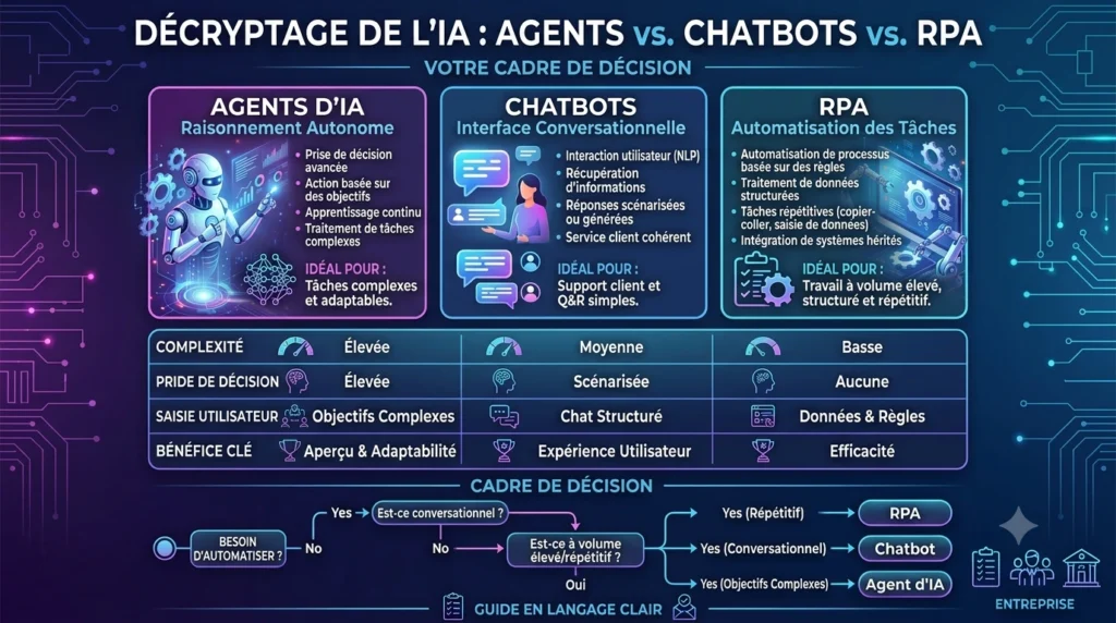 Agents IA vs Chatbots vs RPA : Quelle Différence ?