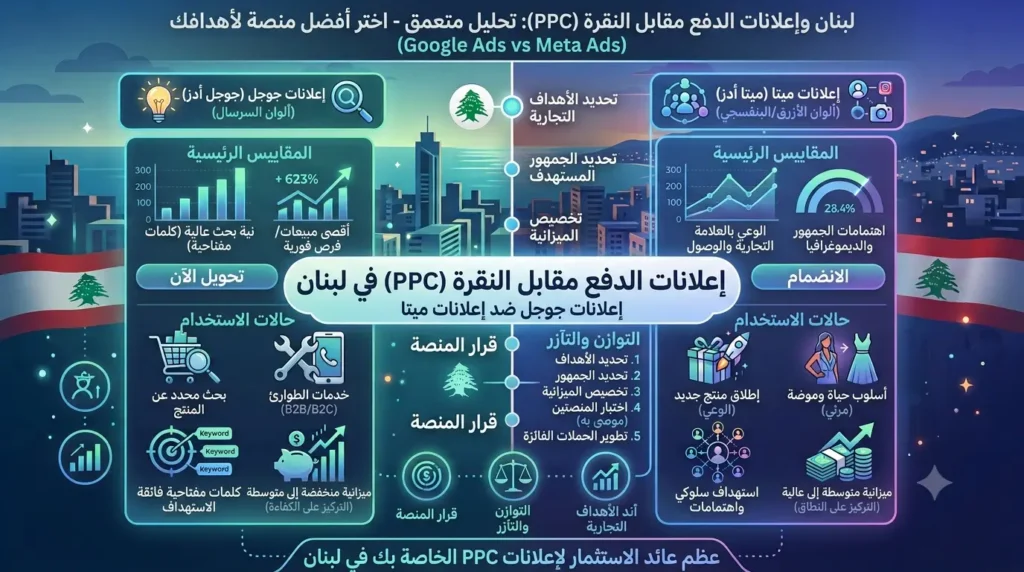 الإعلانات المدفوعة في لبنان: جوجل مقابل ميتا