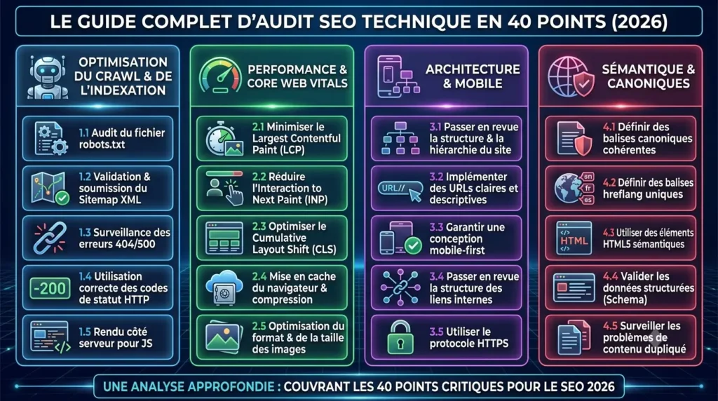Checklist d'Audit SEO Technique : 40 Points pour 2026