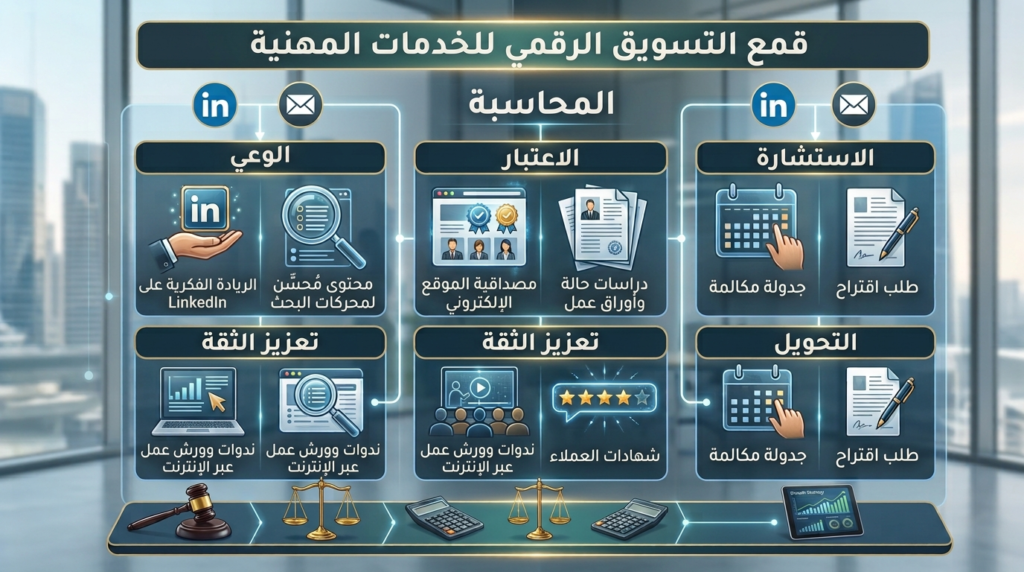 التسويق الرقمي للخدمات المهنية: المحاماة والمحاسبة والاستشارات