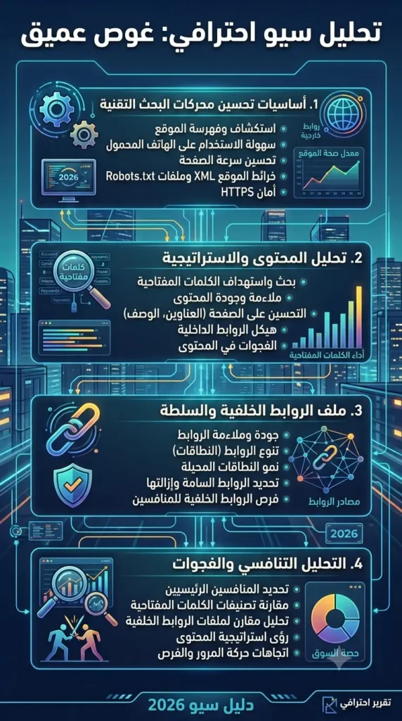 ما يتضمنه تدقيق سيو احترافي؟ دليل 2026
