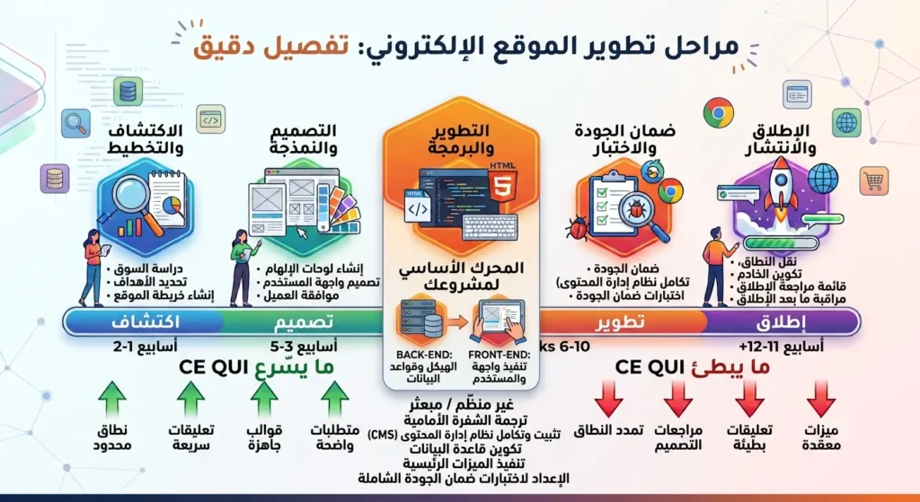كم يستغرق بناء موقع إلكتروني؟ جدول زمني واقعي