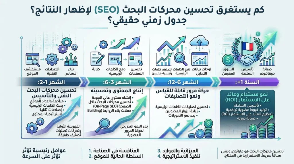 كم يستغرق السيو لإظهار نتائج؟ جدول زمني واقعي