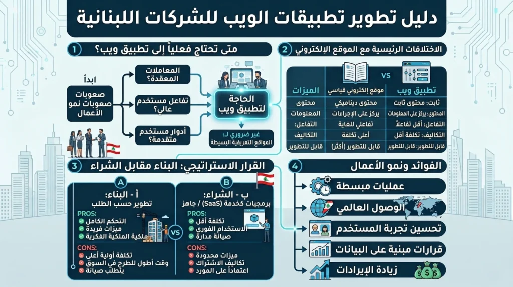 تطوير تطبيقات الويب للشركات اللبنانية: متى تحتاج إليه فعلياً