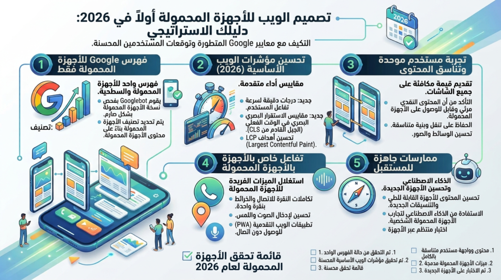 تصميم الويب بأسلوب الجوال أولاً في 2026: لم يعد اختيارياً