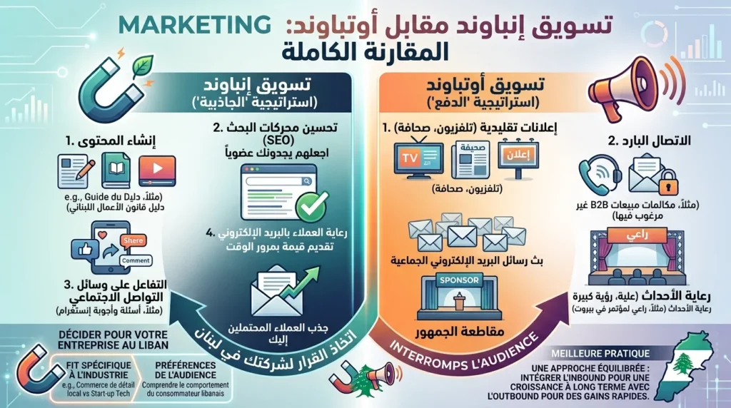 التسويق الوارد مقابل التسويق الصادر: أيهما يعمل بشكل أفضل للشركات اللبنانية؟