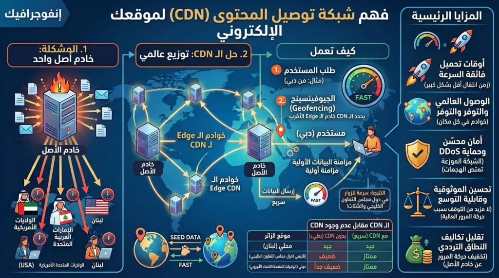 شرح شبكة CDN: تسريع موقعك الإلكتروني للزوار الإقليميين والدوليين