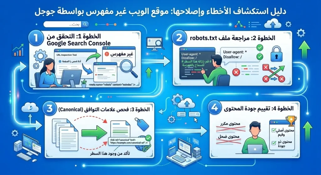 موقع لا يظهر في جوجل؟ أسباب المشكلة وطرق حلها خطوة بخطوة