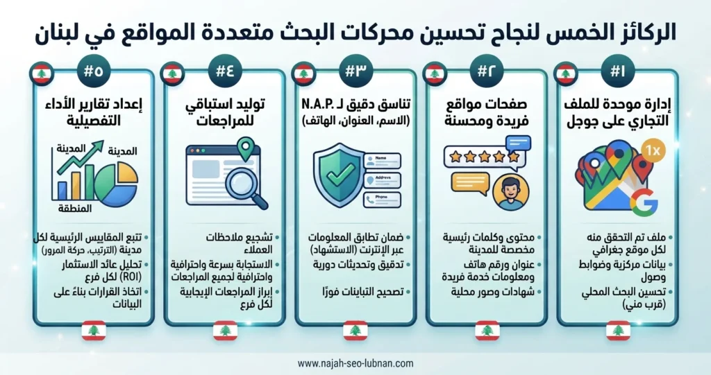 السيو المحلي للفروع المتعددة في لبنان: صفحات وملفات تتصدر