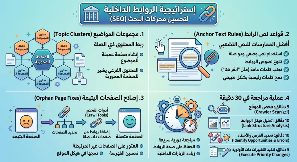 استراتيجية الروابط الداخلية للسيو: إطار عملي لصفحات خدماتك