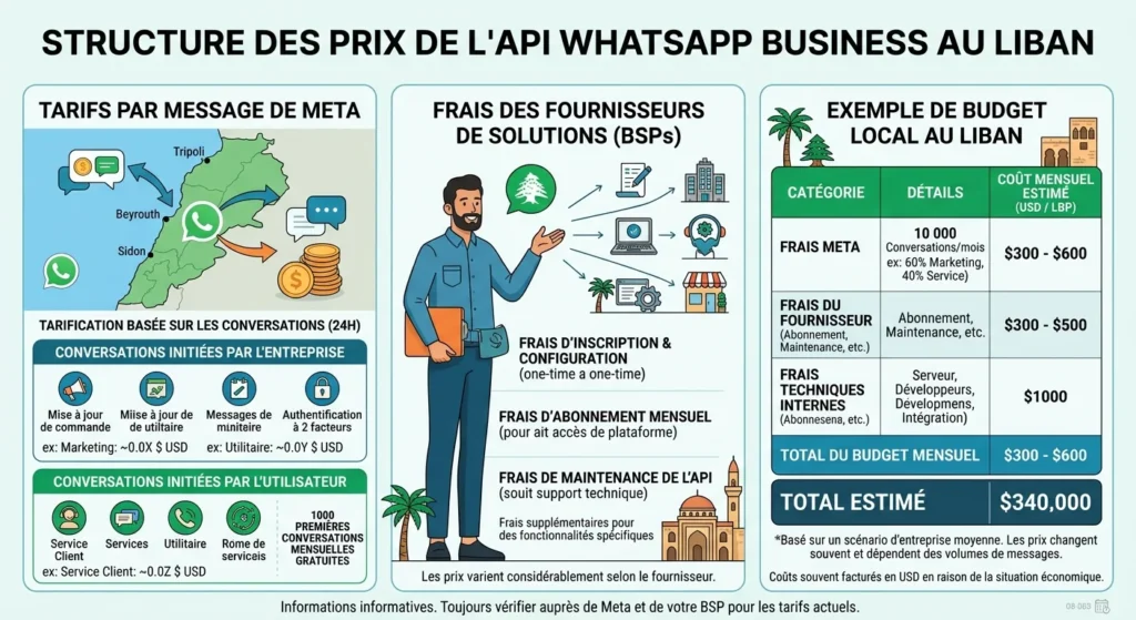 Tarif API WhatsApp Business 2026 : le coût réel au Liban